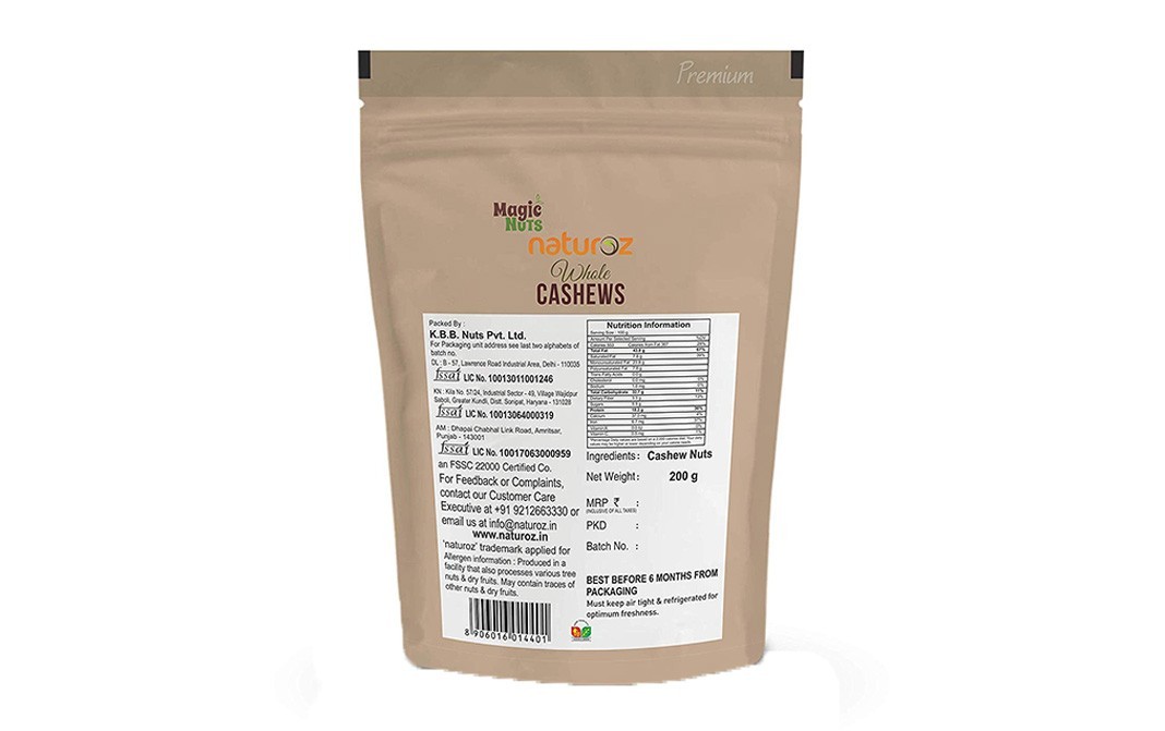 Magic Nuts Naturoz Whole Cashews    Pack  400 grams